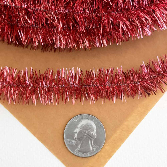 Rose Pink Metallic Wired Tinsel Trim or Garland ~ 7/8" wide ~ 10 meter length